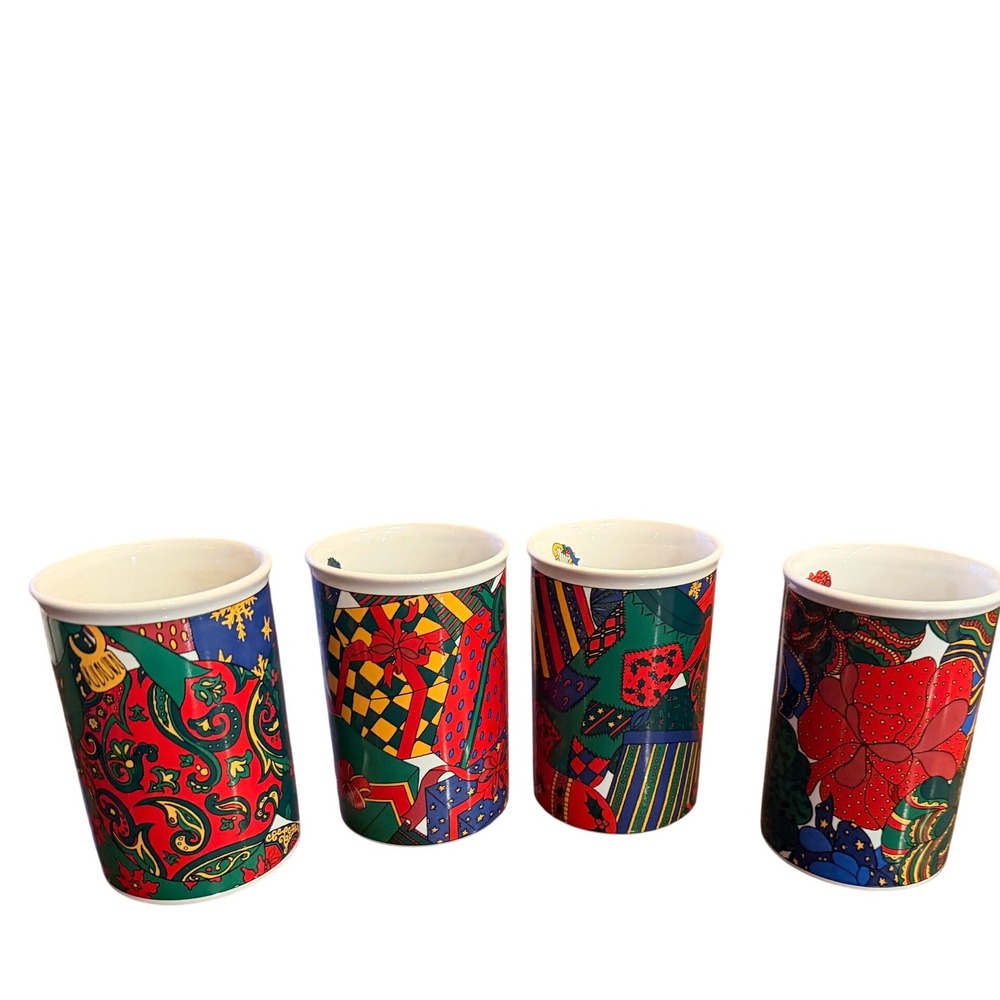 Fine Works Holiday Elegance Festive Christmas Mug Set Red Grn‎ 90s Holiday Home